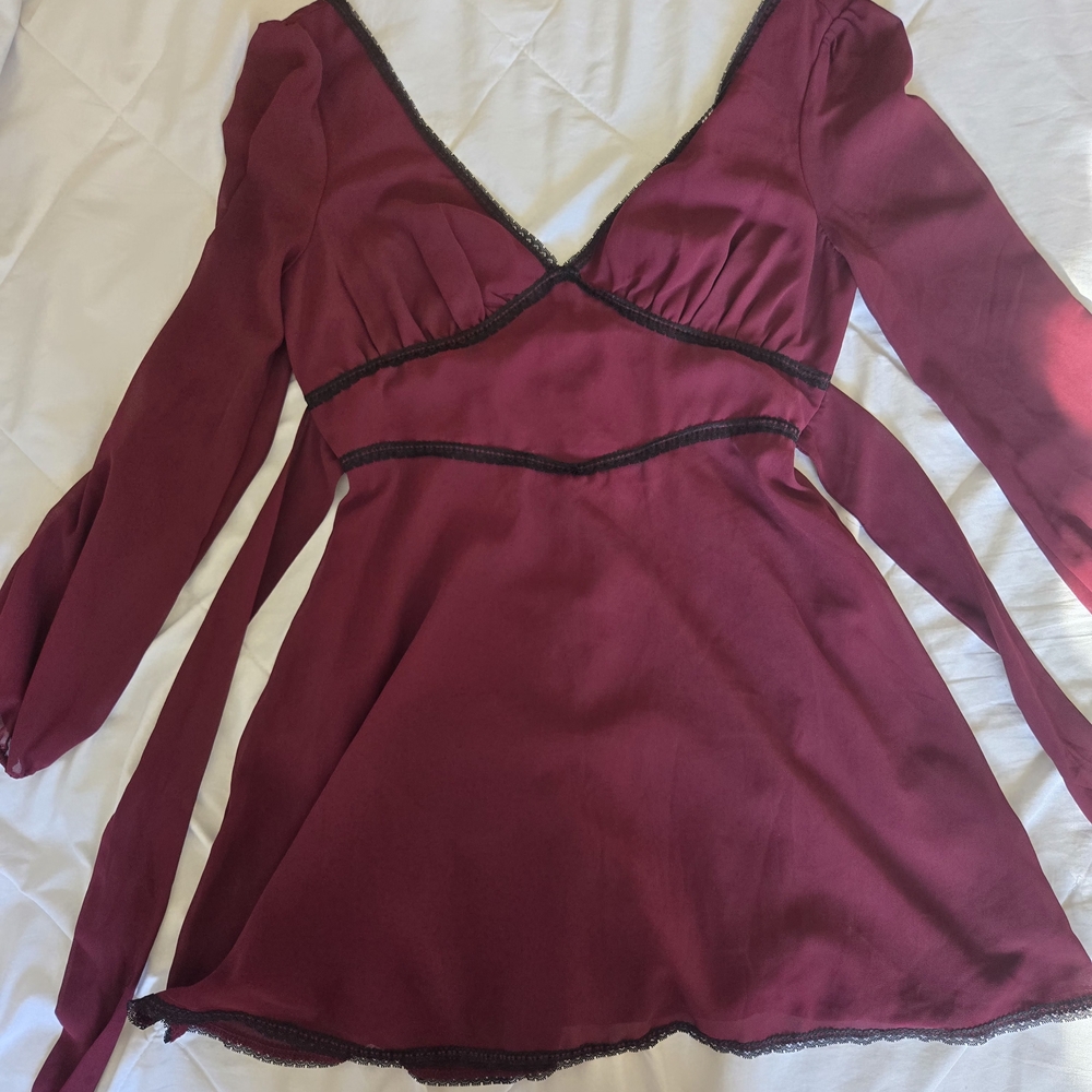 Deep Red Dress with Lace
